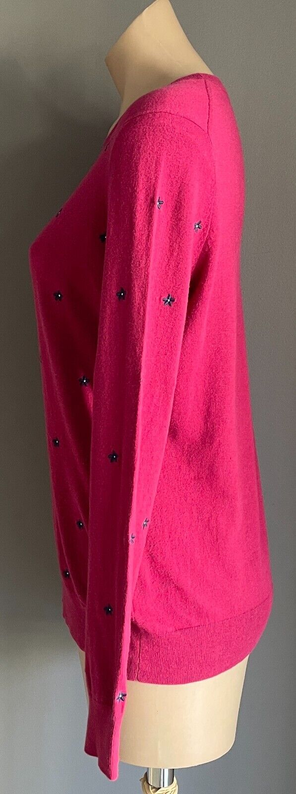 SPORTSCRAFT Pink Sweater Jumper Long Sleeves Size S 10 12 Embroidered Flowers