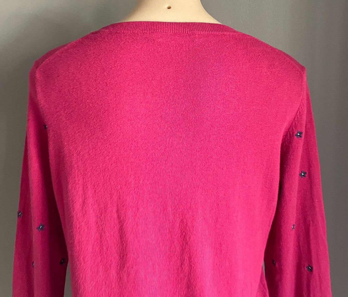 SPORTSCRAFT Pink Sweater Jumper Long Sleeves Size S 10 12 Embroidered Flowers