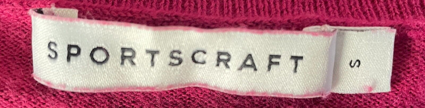 SPORTSCRAFT Pink Sweater Jumper Long Sleeves Size S 10 12 Embroidered Flowers