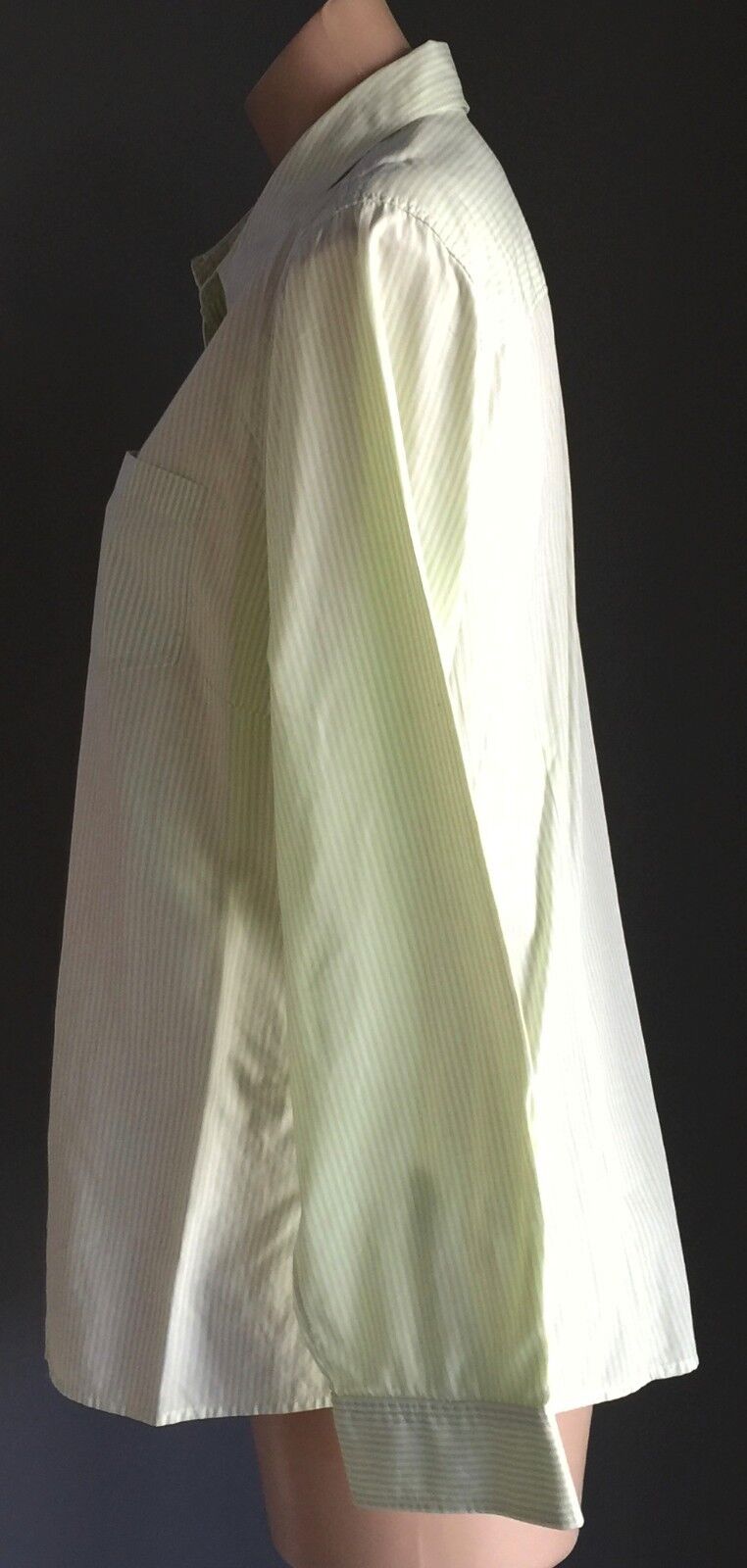SPORTSCRAFT Shirt Lime Green & White Stripe Long Sleeve Button Up Ladies Size 16
