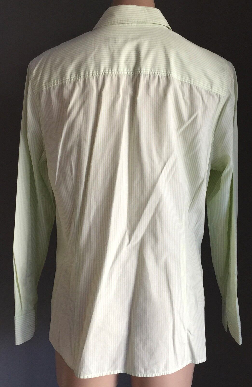 SPORTSCRAFT Shirt Lime Green & White Stripe Long Sleeve Button Up Ladies Size 16