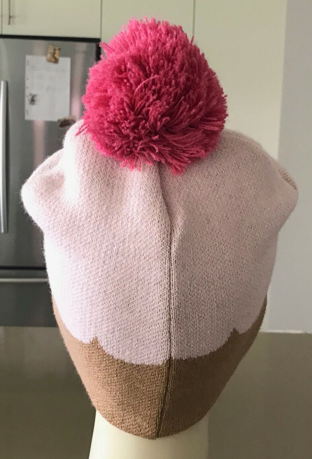 FACTORIE Knit Beanie Brown & Pink Pom Pom Trim Ladies One Size Cap Hat