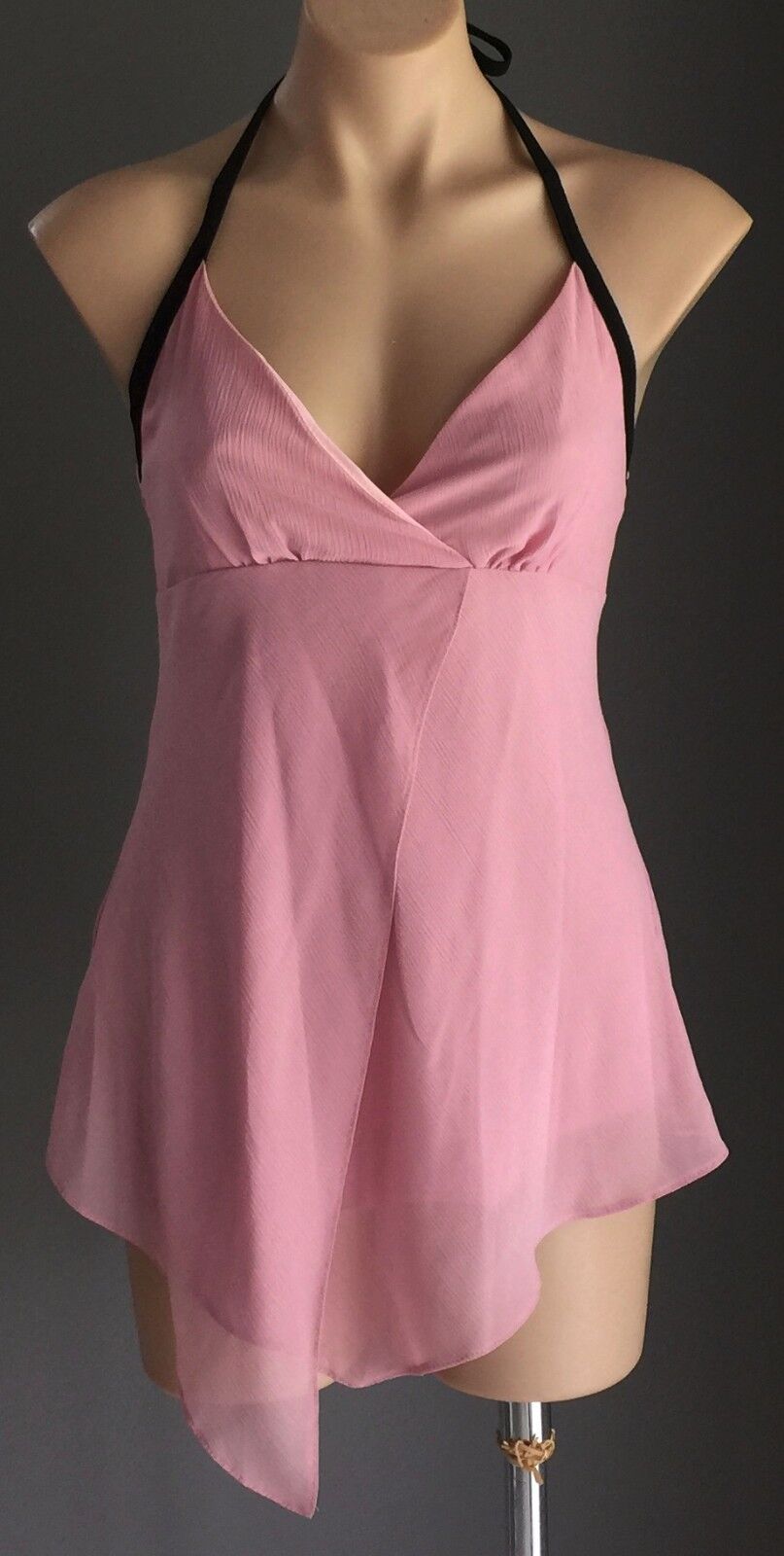 CKM Top Pink Halter Neck Asymmetrical Hem Blouse Ladies Size XL 12 NEW
