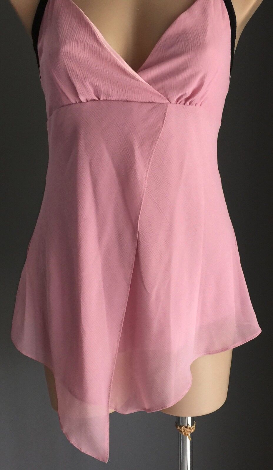 CKM Top Pink Halter Neck Asymmetrical Hem Blouse Ladies Size XL 12 NEW