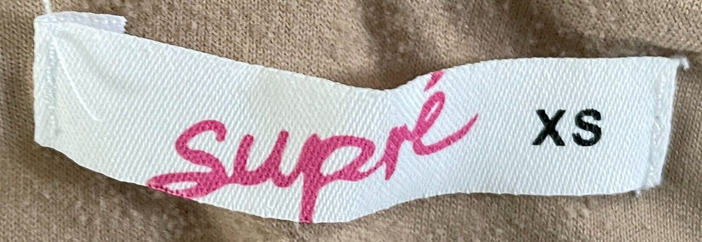 SUPRE Crop Top Mocha V-Neck & Back  Smooth Stretch Fabric Lined Size XS 8