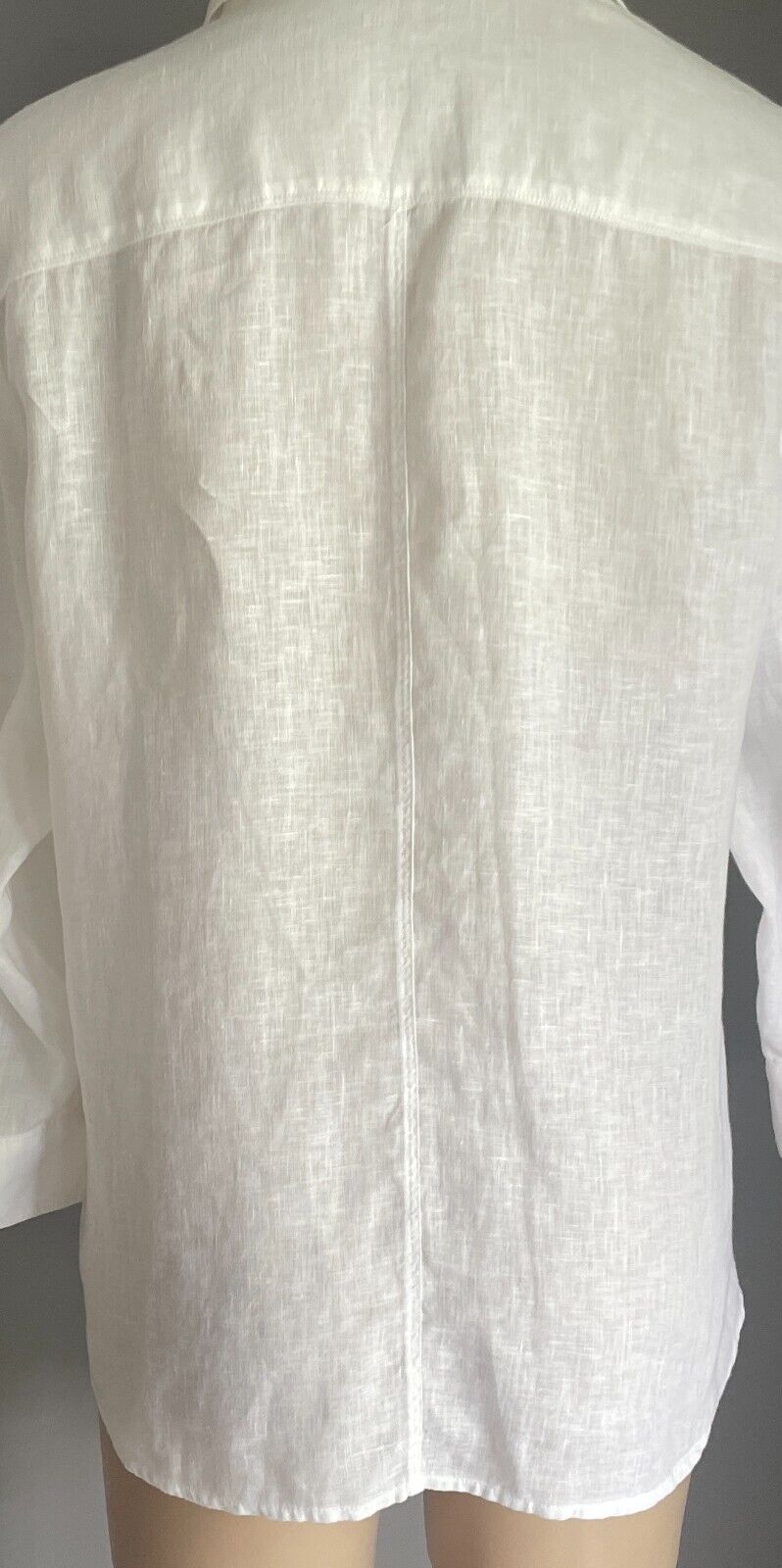 SPORTSCRAFT Shirt Button Up White Linen 3/4 Sleeve Ladies Size 14 Chest Pockets