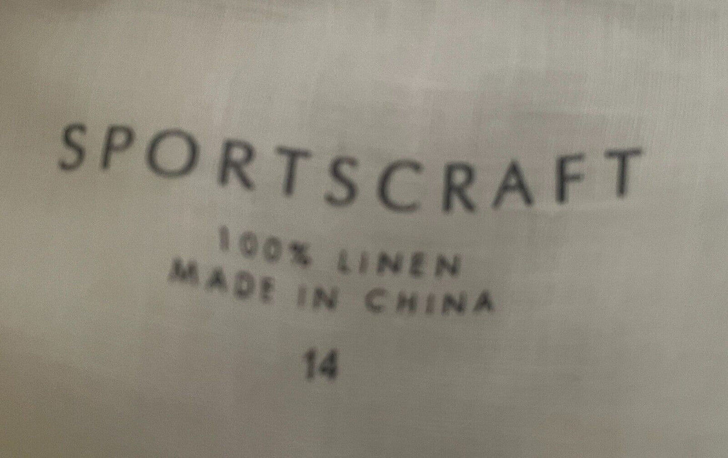 SPORTSCRAFT Shirt Button Up White Linen 3/4 Sleeve Ladies Size 14 Chest Pockets