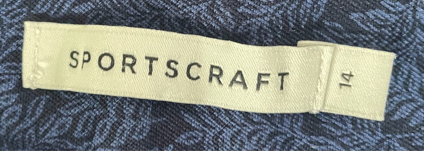 SPORTSCRAFT "Dallas" Print Pants Navy & Blue Leaf Print Size 14 Tailored Fit