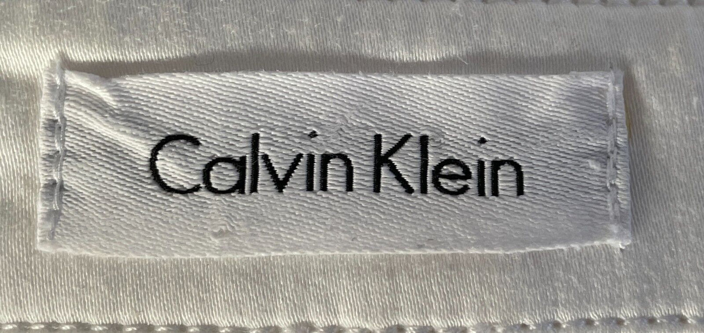 CALVIN KLEIN Shirt Dress White Sleeveless Fitted Stretch Waist Belt Size 10