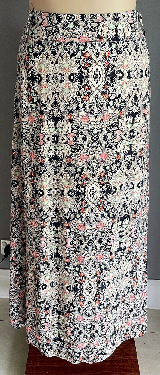 CKM CURVES Maxi Skirt Multicolour Floral Print A-Line Size 22 Viscose Fabric NEW