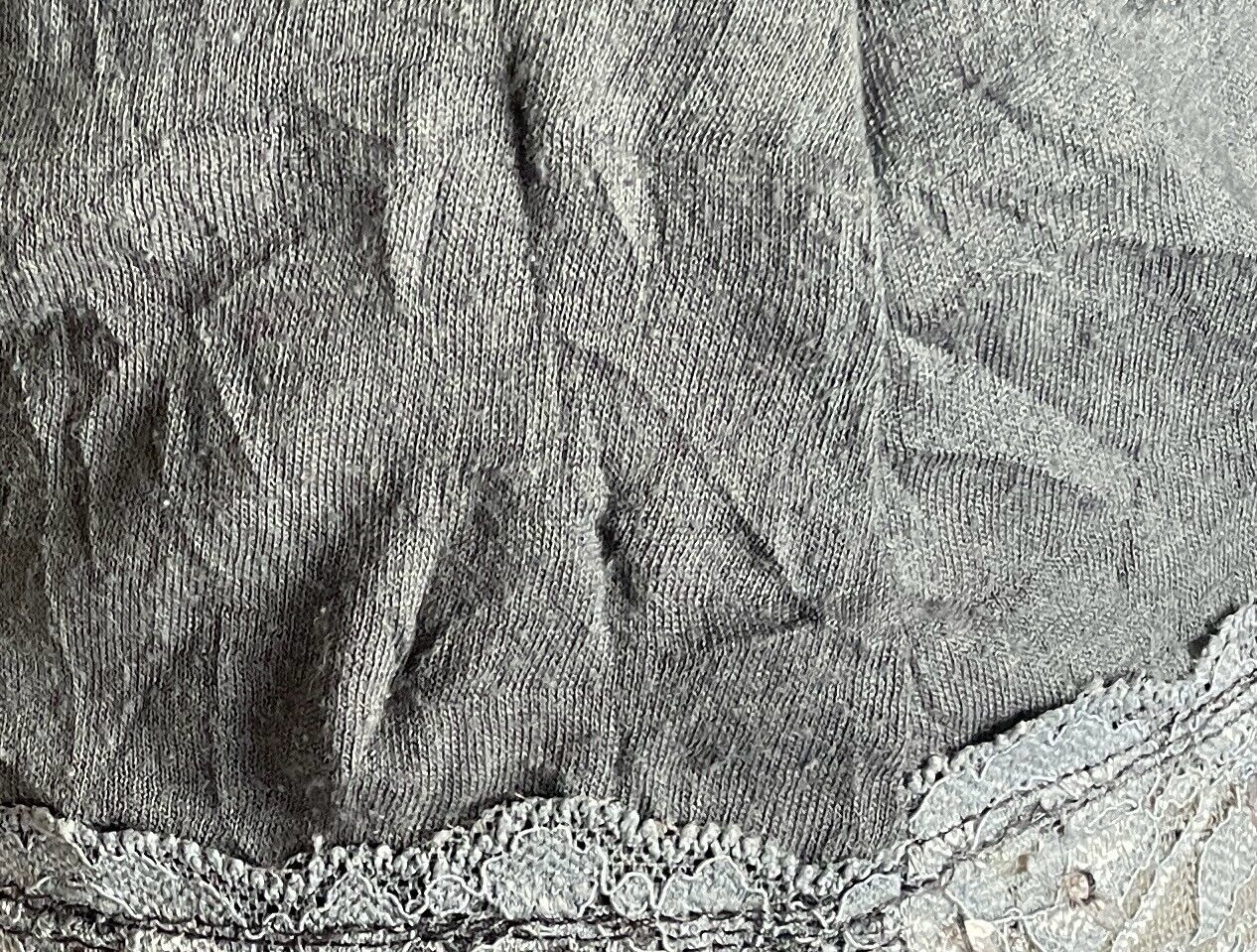 CKM Top Grey Wrinkle Look Cami Sleeveless Lace & Sequin Trim Cami Size S 10