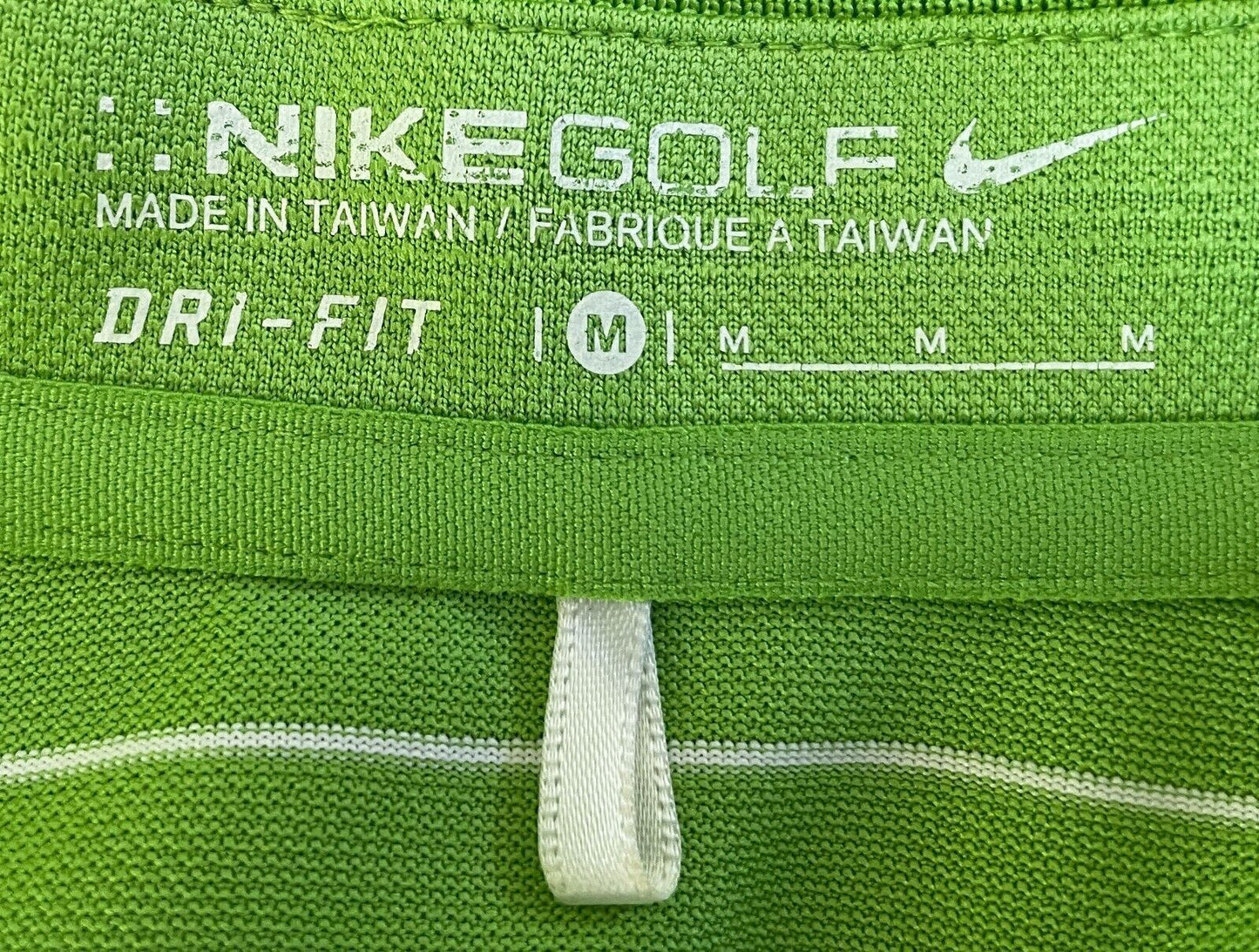 NIKE GOLF Green & White Stripe Polo Shirt Ladies Sz M 12 Denarau Golf Club Fiji