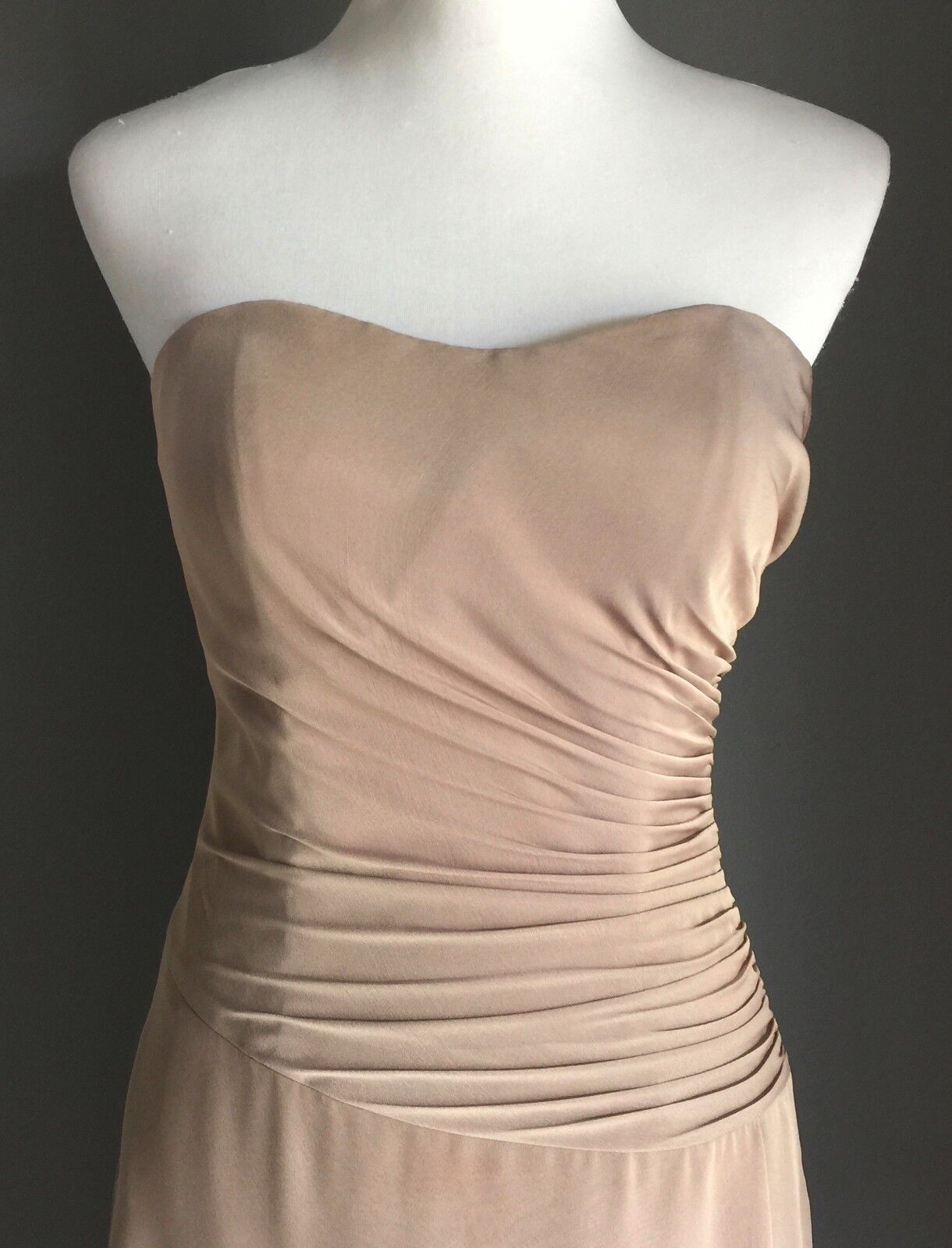 ANGELINE Gown Gold Evening Long Strapless Maxi Dress Size 8 NEW