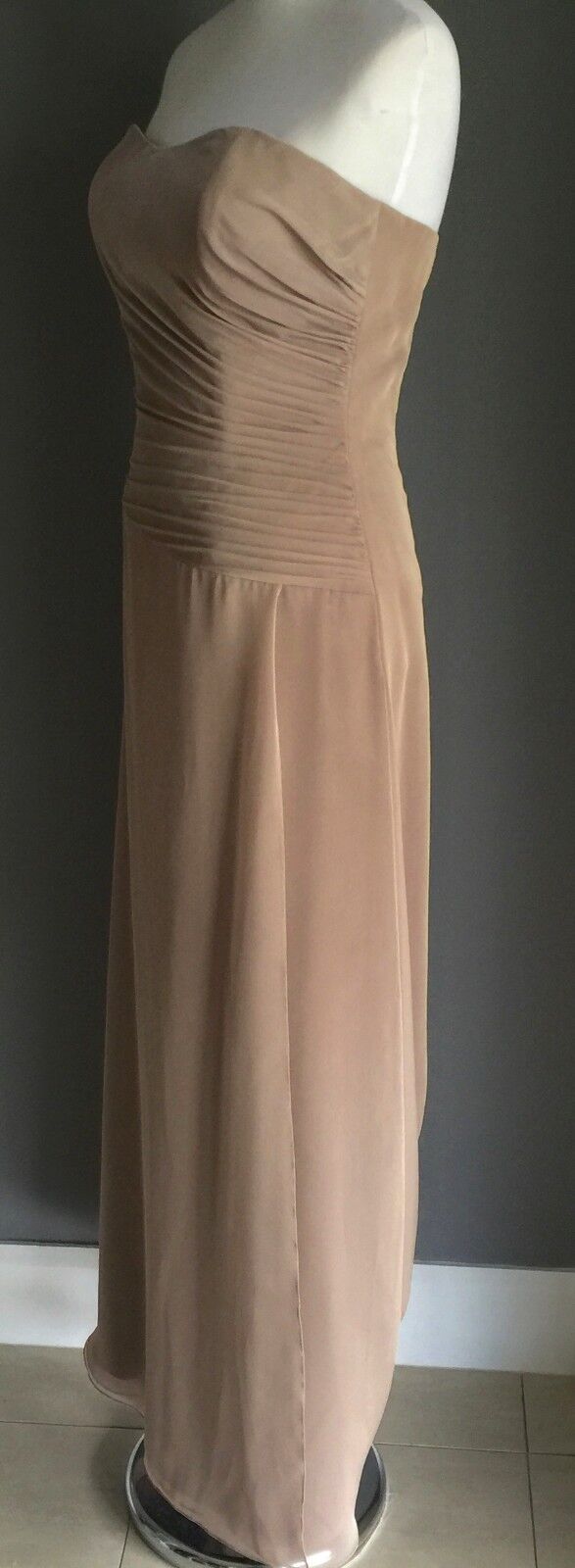 ANGELINE Gown Gold Evening Long Strapless Maxi Dress Size 8 NEW