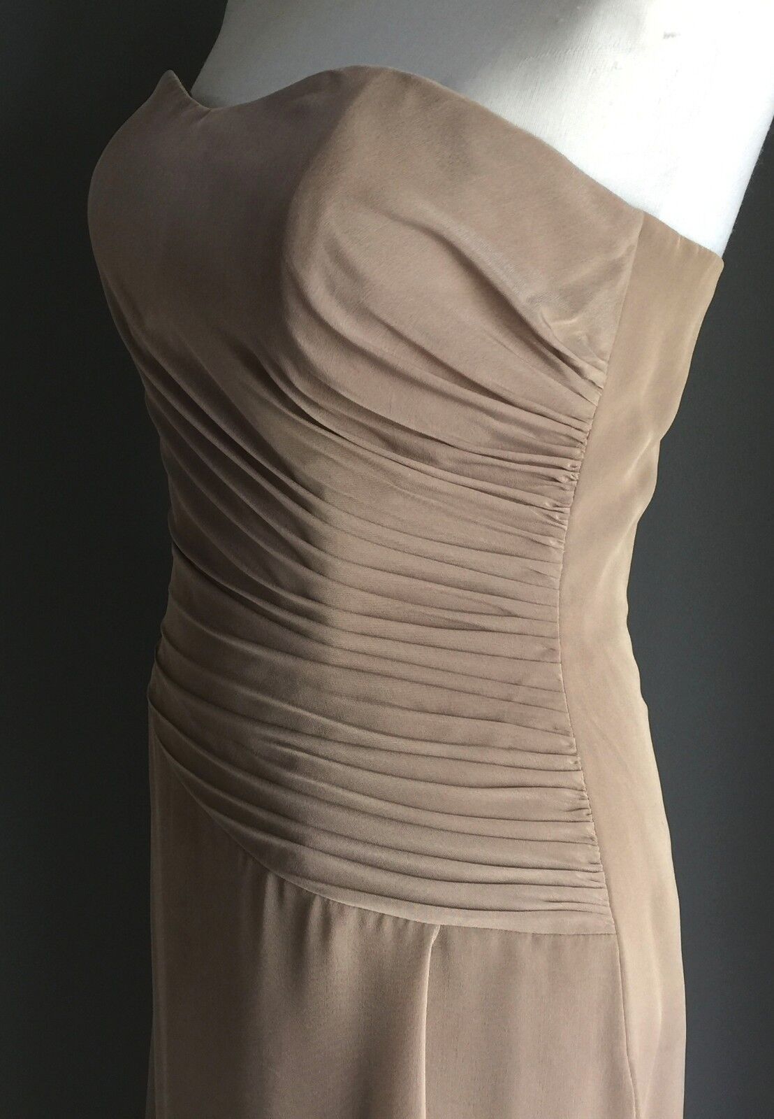ANGELINE Gown Gold Evening Long Strapless Maxi Dress Size 8 NEW