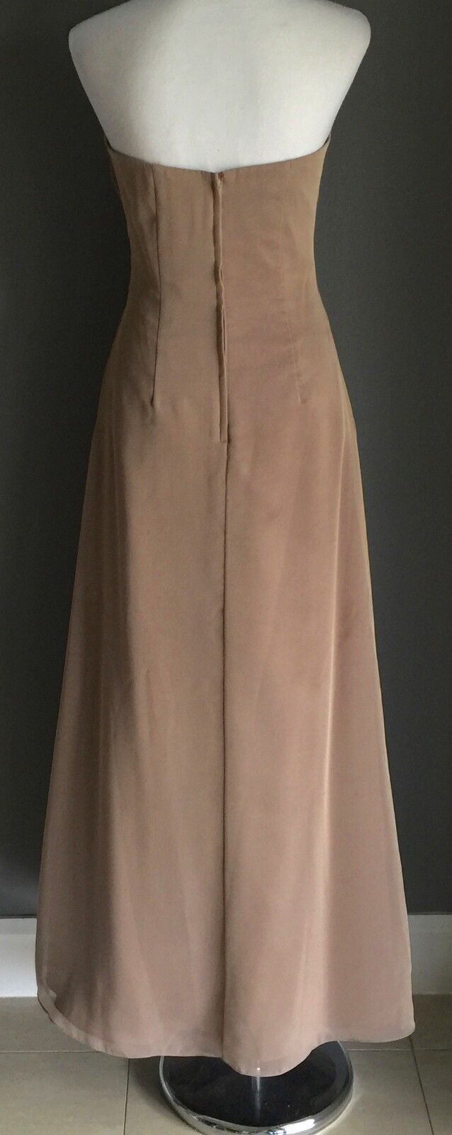 ANGELINE Gown Gold Evening Long Strapless Maxi Dress Size 8 NEW
