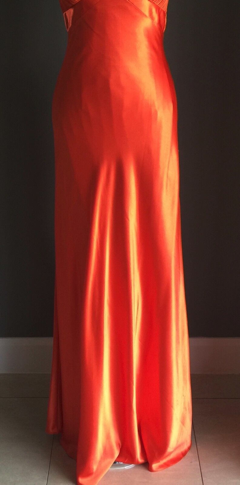 ANGELINE Evening Gown Orange Halter Neck Long Dress Ladies Size 10 Stylish NEW