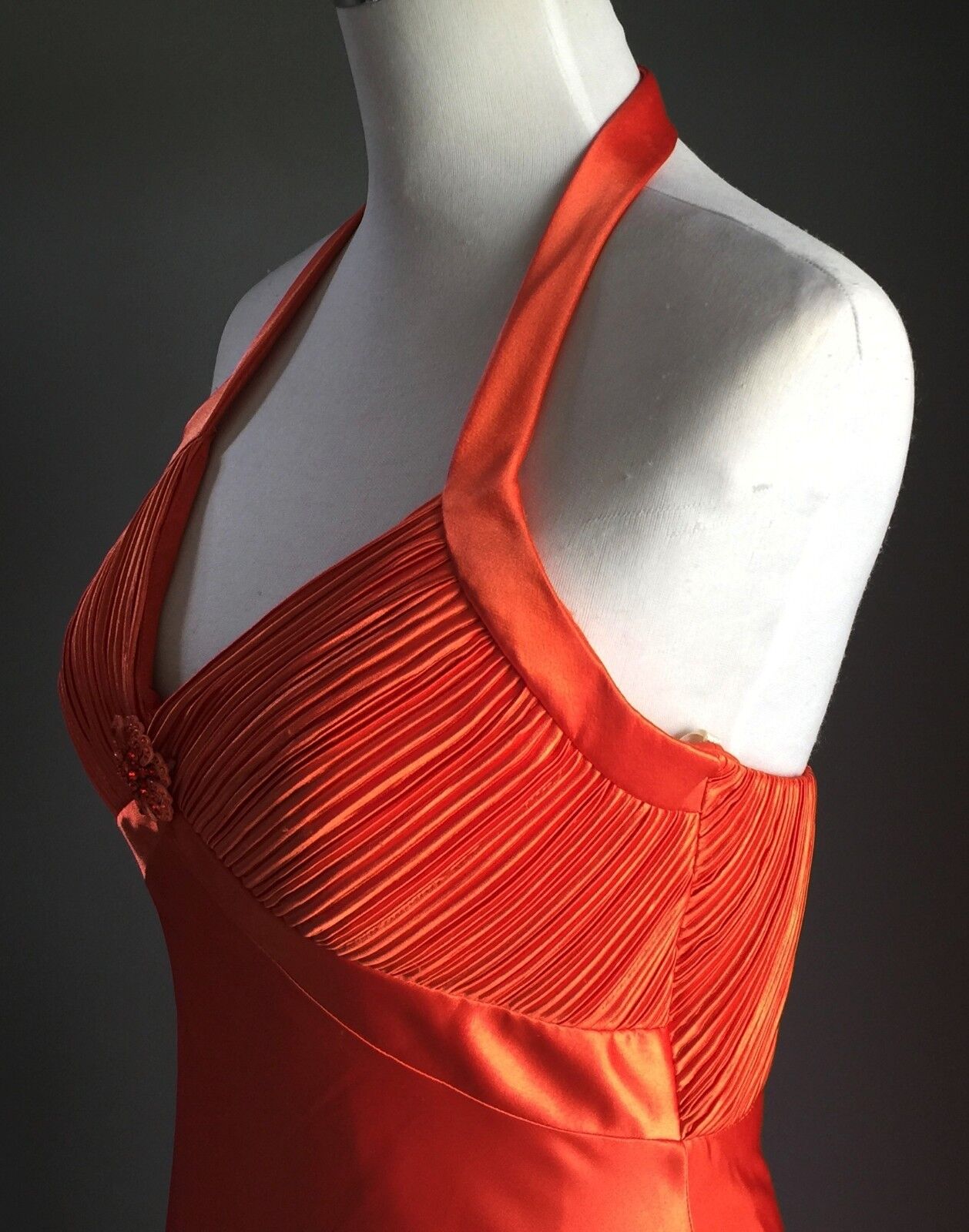 ANGELINE Evening Gown Orange Halter Neck Long Dress Ladies Size 10 Stylish NEW
