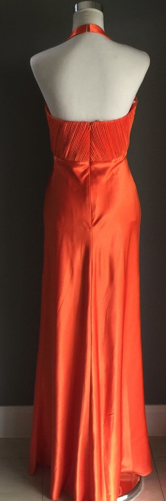 ANGELINE Evening Gown Orange Halter Neck Long Dress Ladies Size 10 Stylish NEW