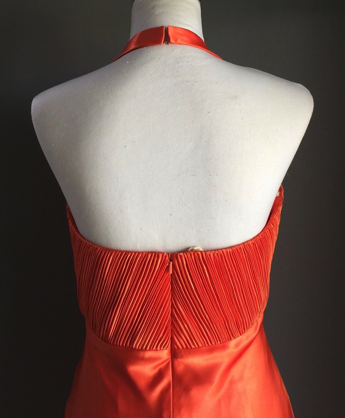 ANGELINE Evening Gown Orange Halter Neck Long Dress Ladies Size 10 Stylish NEW