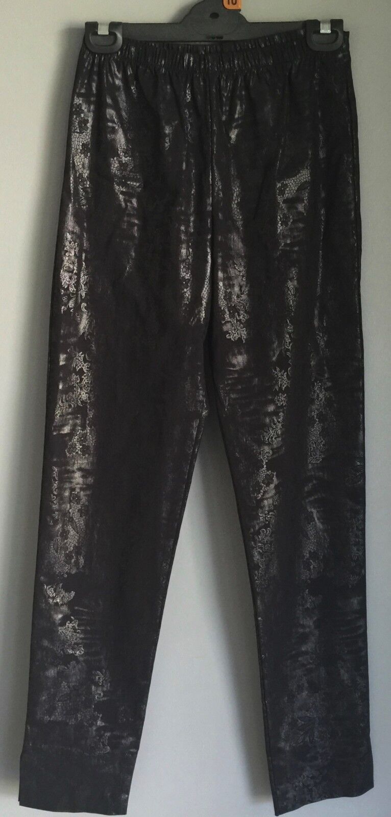 ANDIAMO Jeggings Lacquer Slim Pull On Wet Look Black Pants Ladies Size 8 NEW