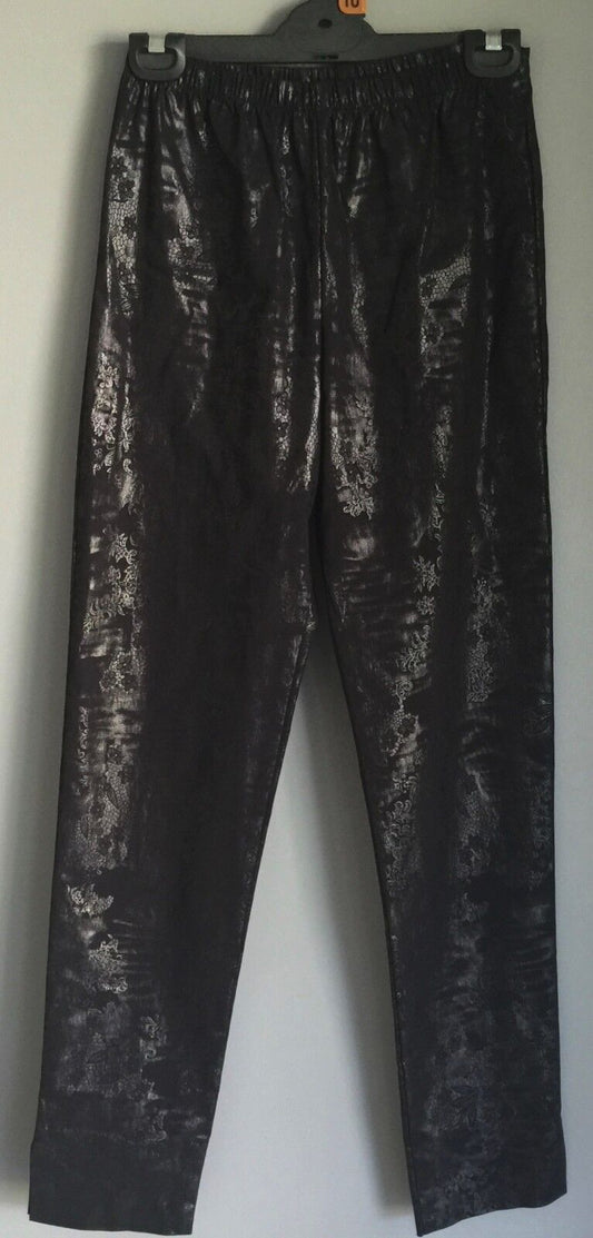 ANDIAMO Jeggings Lacquer Slim Pull On Wet Look Black Pants Ladies Size 8 NEW