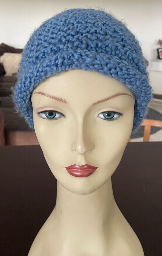 OLD NAVY Beanie Light Blue Chunky Knit Roll Rim Style OSFA Cap Hat