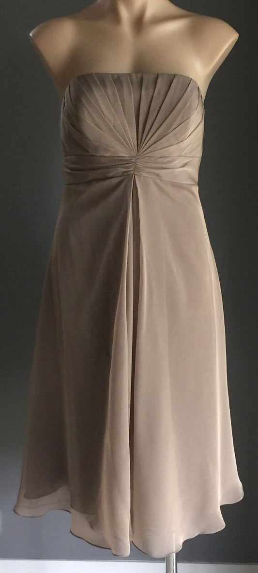 Strapless Dress ANGELINE Mocha Knee Length Empire Waist Dress Size 12 NEW