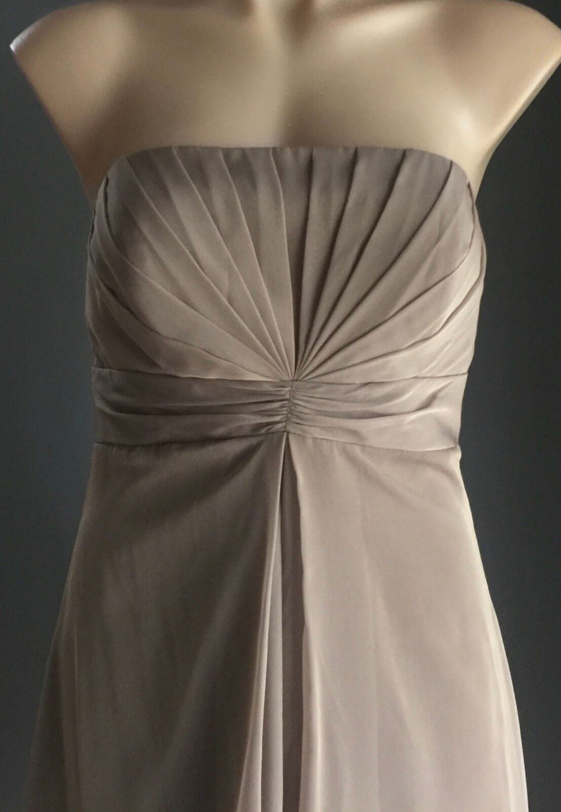 Strapless Dress ANGELINE Mocha Knee Length Empire Waist Dress Size 12 NEW