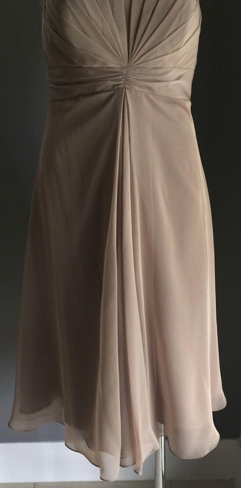 Strapless Dress ANGELINE Mocha Knee Length Empire Waist Dress Size 12 NEW
