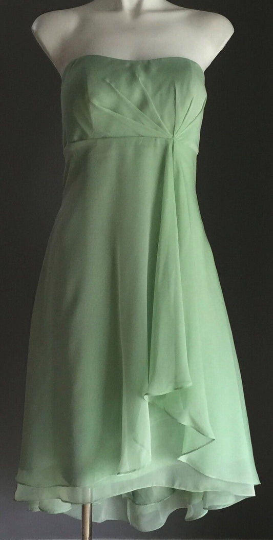ANGELINE Gown Sage Green Hi Low Hem Empire Waist Dress Ladies Size 8 10 NEW