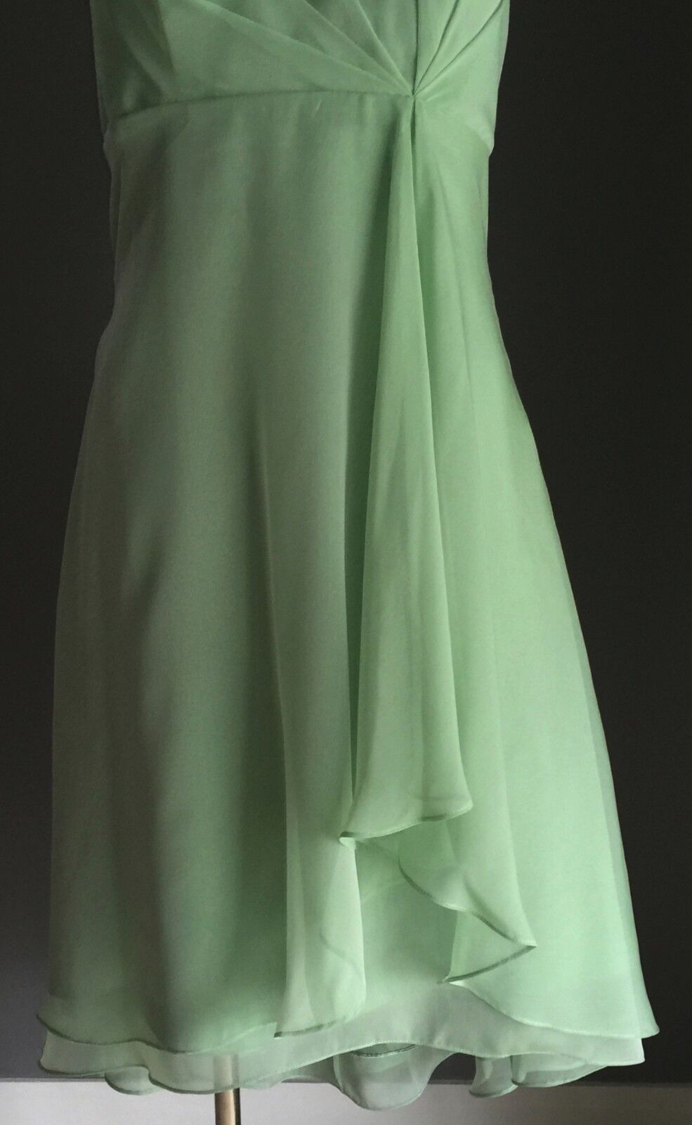 ANGELINE Gown Sage Green Hi Low Hem Empire Waist Dress Ladies Size 8 10 NEW