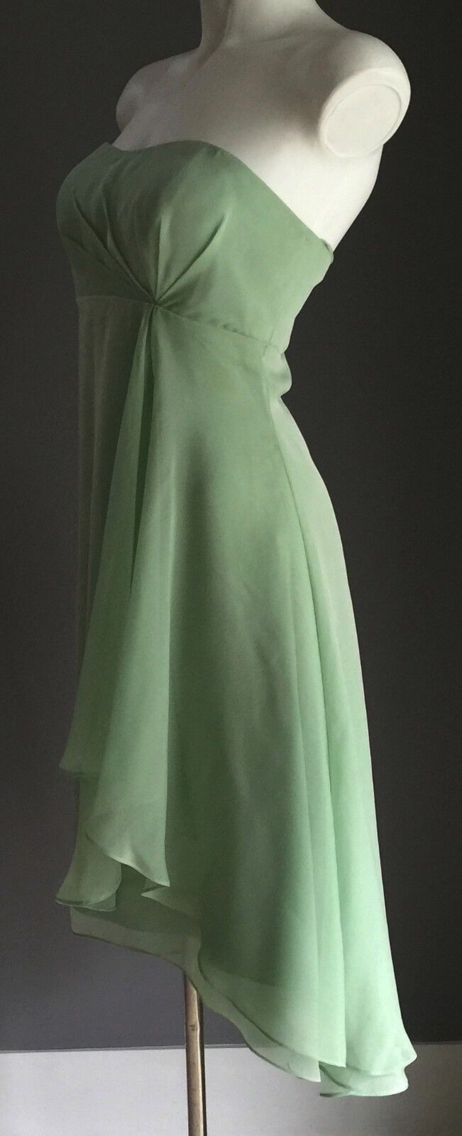ANGELINE Gown Sage Green Hi Low Hem Empire Waist Dress Ladies Size 8 10 NEW