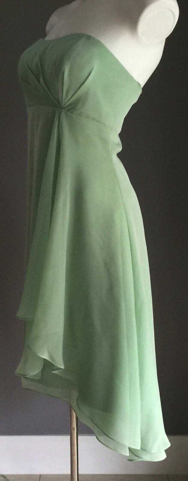 ANGELINE Gown Sage Green Hi Low Hem Empire Waist Dress Ladies Size 8 10 NEW