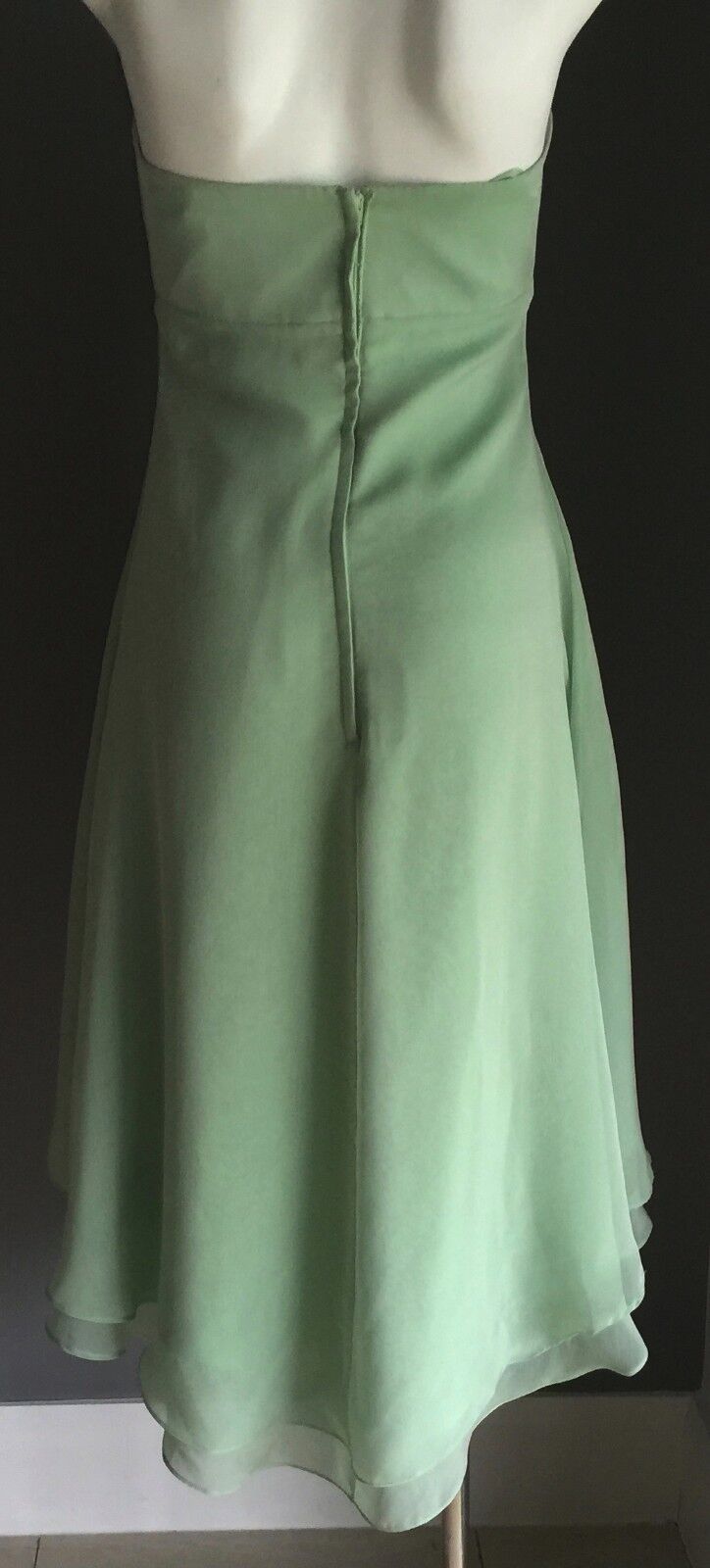ANGELINE Gown Sage Green Hi Low Hem Empire Waist Dress Ladies Size 8 10 NEW