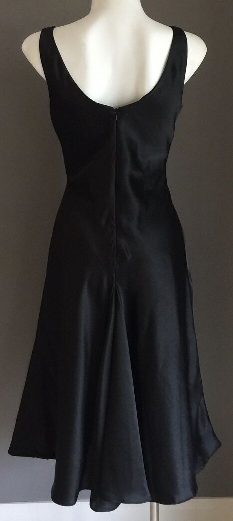 ANGELINE Dress Knee Length  w Diamonte Brooch Size 8 1940's Look Black NEW