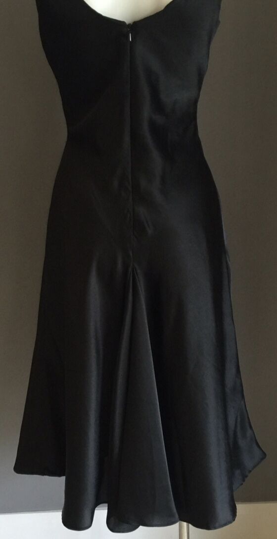 ANGELINE Dress Knee Length  w Diamonte Brooch Size 8 1940's Look Black NEW