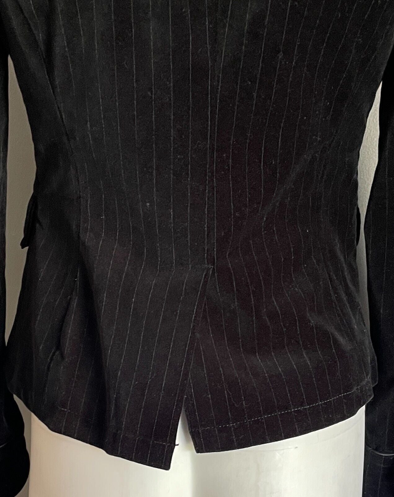 the DAY'S Black Self Stripe Velour Long Sleeve Single Breasted Blazer Size 6 8