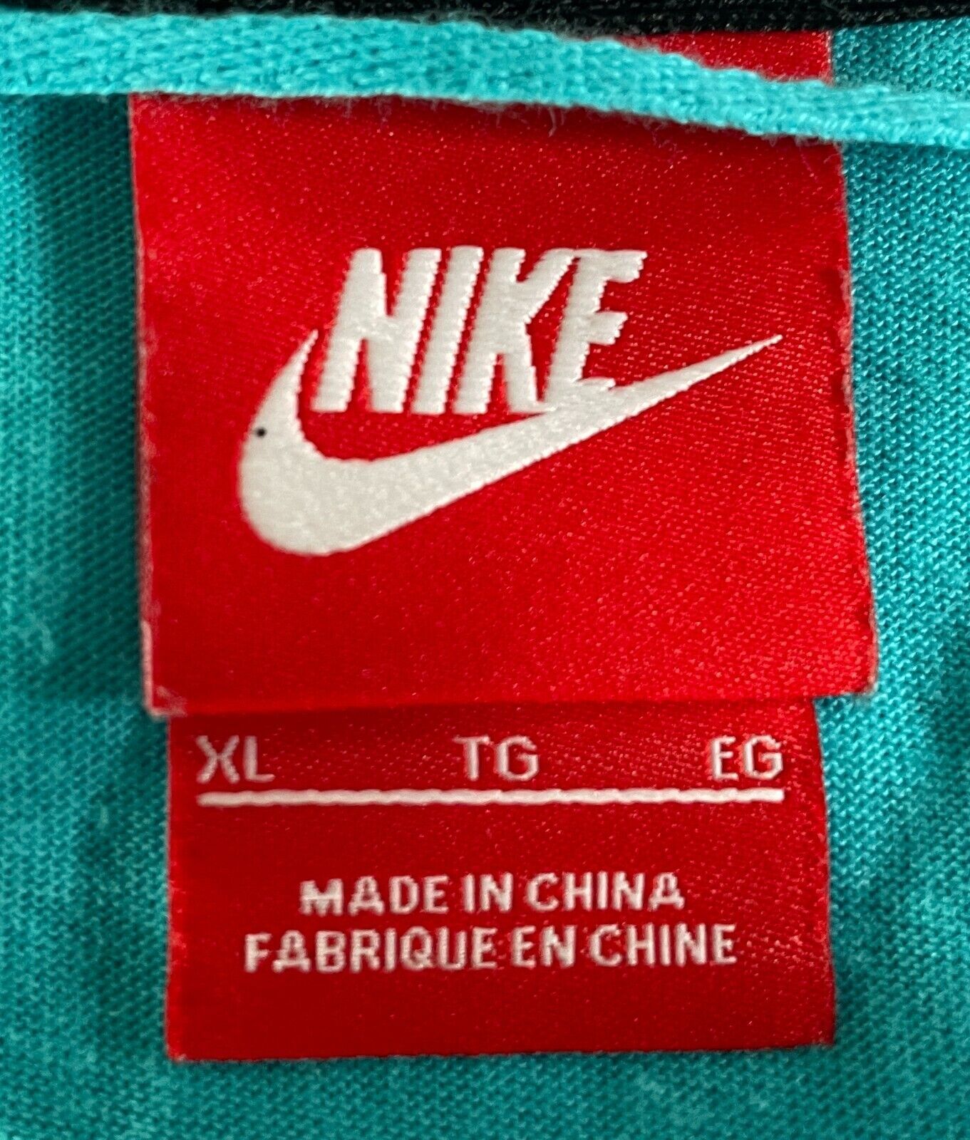 NIKE Blue & White Swoosh Logo T-Shirt Ladies Size XL Round Hem Extended Sleeves