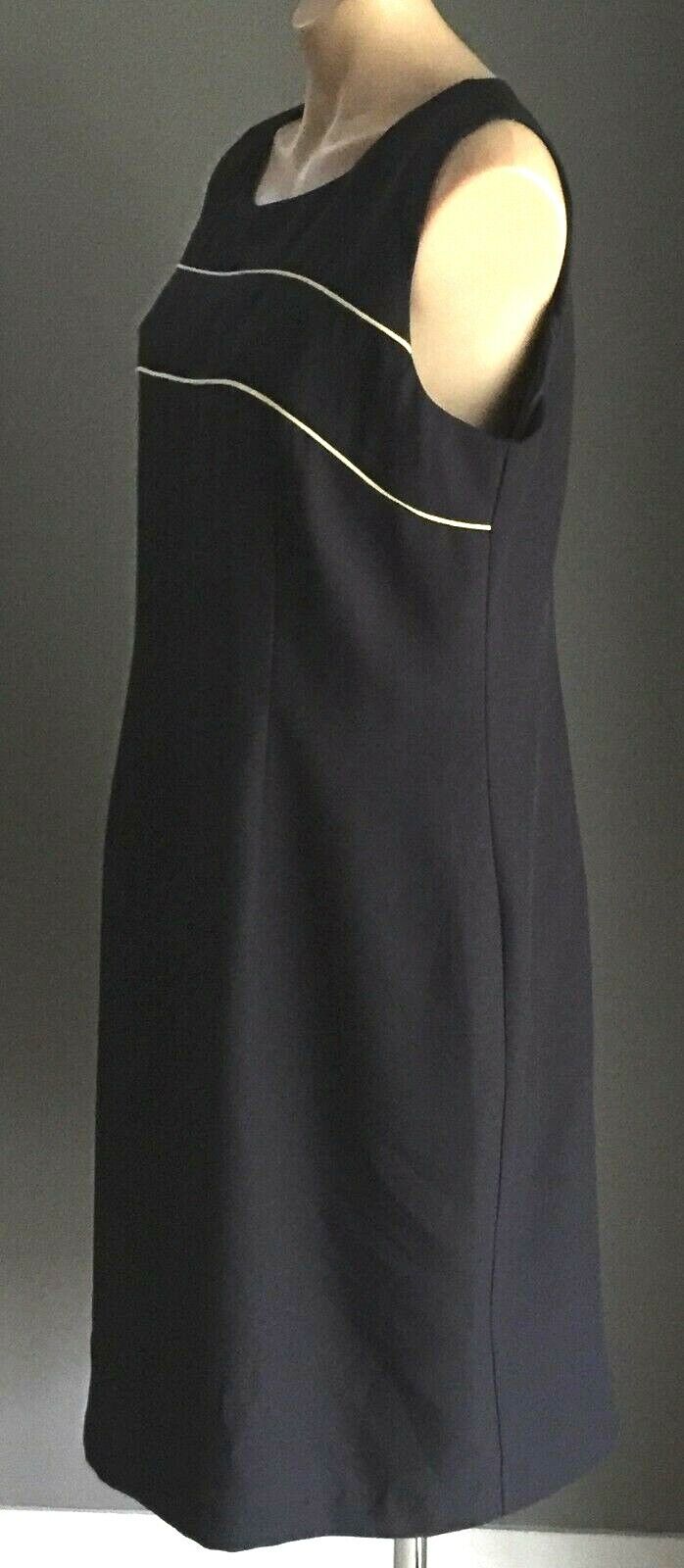 ARC FASHION COMPANY Shift Dress Navy & Cream Sleeveless Size 16 Retro 1990's
