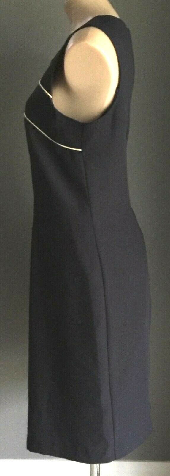 ARC FASHION COMPANY Shift Dress Navy & Cream Sleeveless Size 16 Retro 1990's
