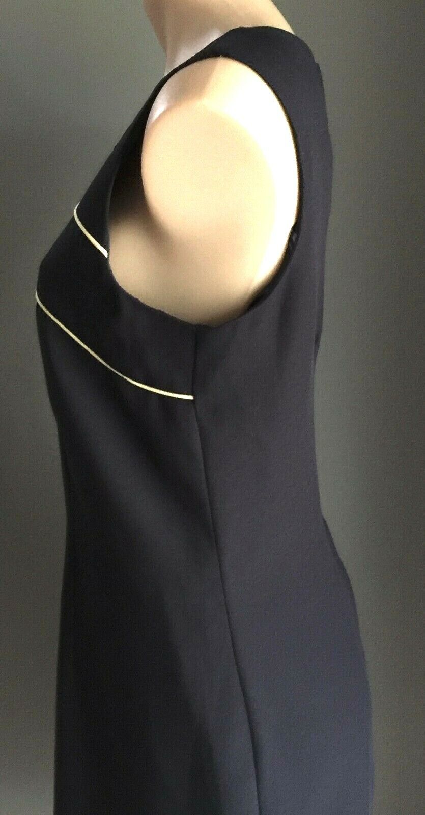 ARC FASHION COMPANY Shift Dress Navy & Cream Sleeveless Size 16 Retro 1990's