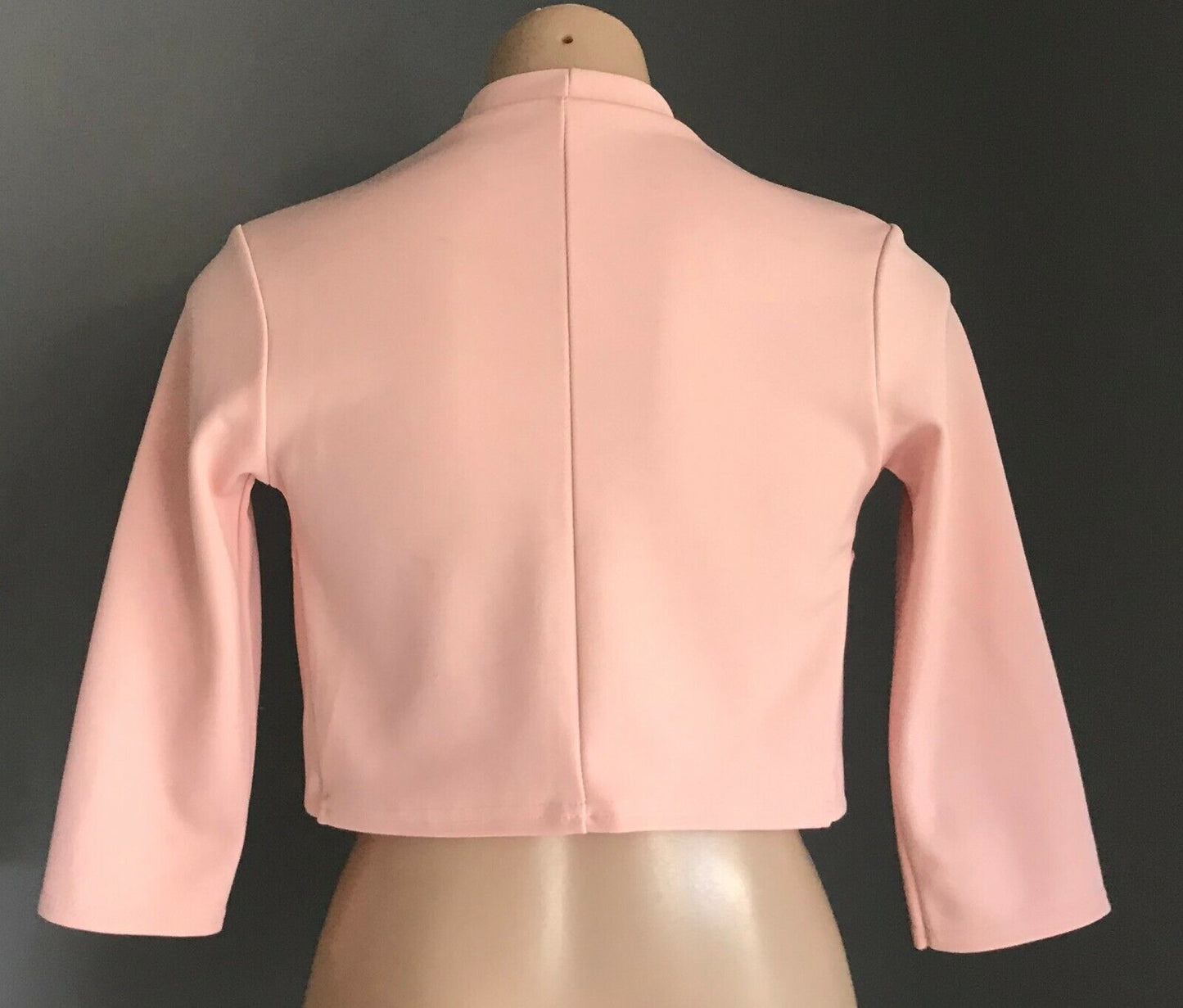 QUIZ Crop Jacket Blush Pink 3/4 Sleeve Blazer Ladies Size 8 10