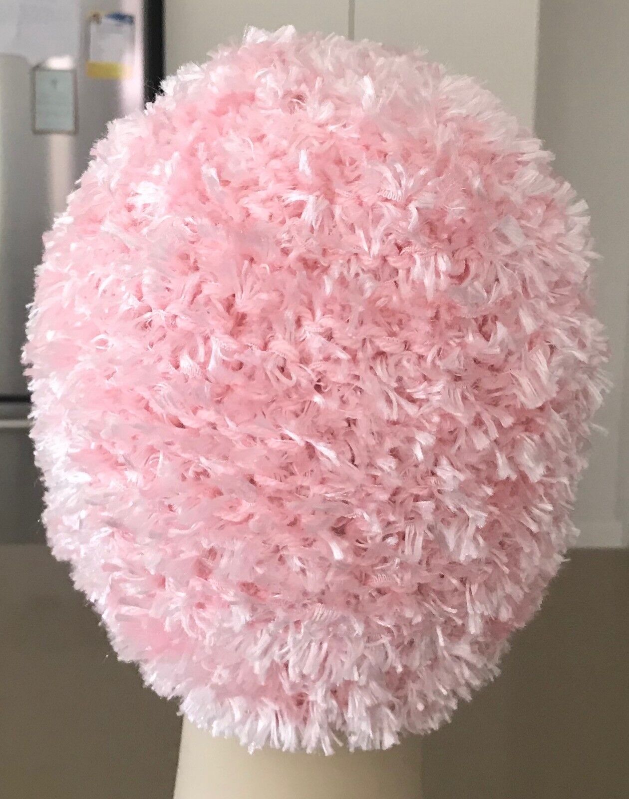 Chunky Fluffy Knit Beanie Hat Handmade Light Pink Chunky Fluffy Knit Size S