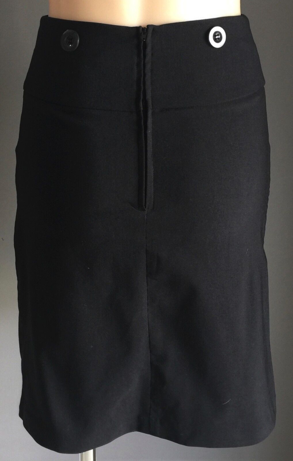 ALLY Skirt Black Stretch Pencil Straight Big Buttons Ladies Size 8 1940's Look