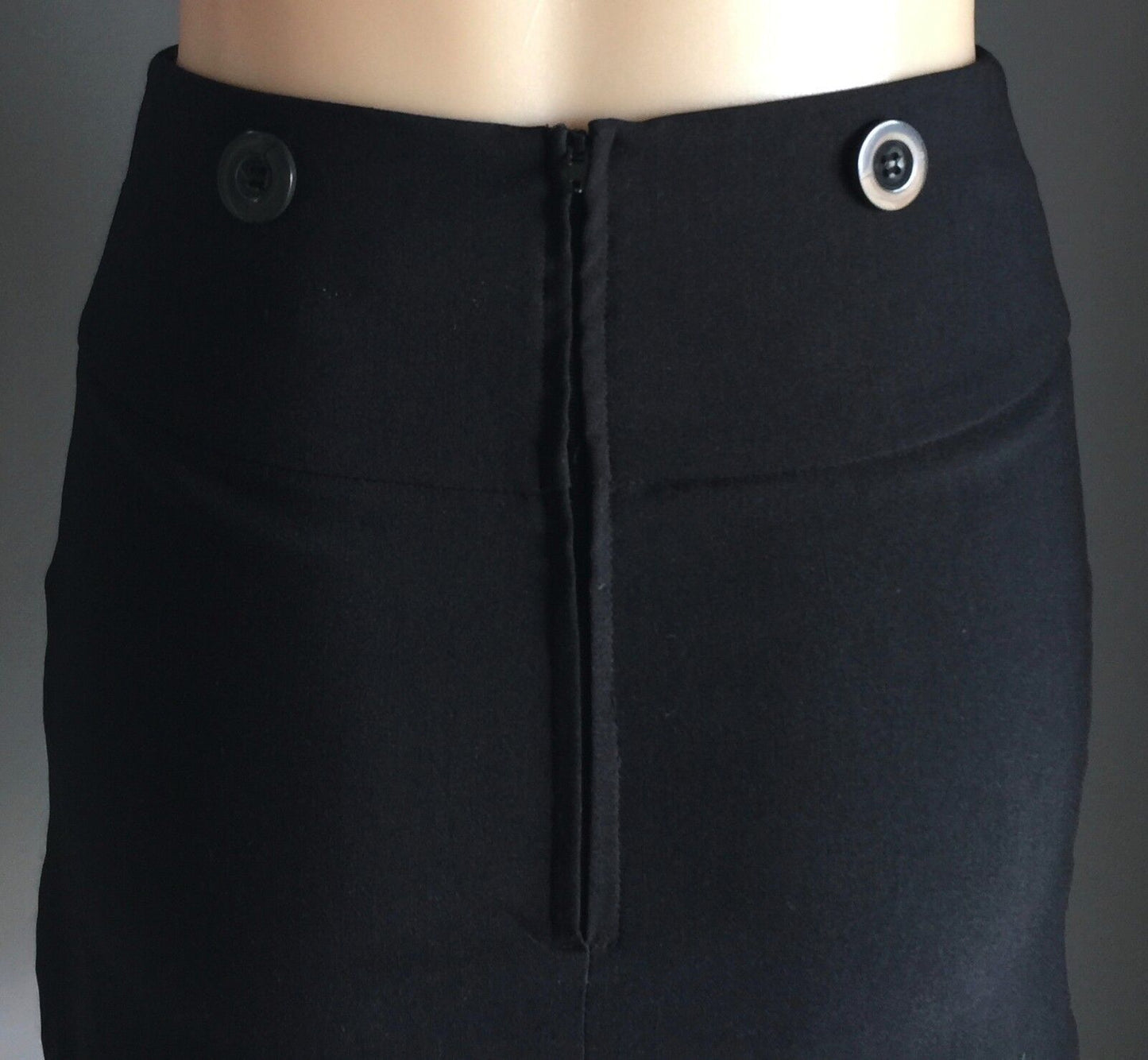ALLY Skirt Black Stretch Pencil Straight Big Buttons Ladies Size 8 1940's Look
