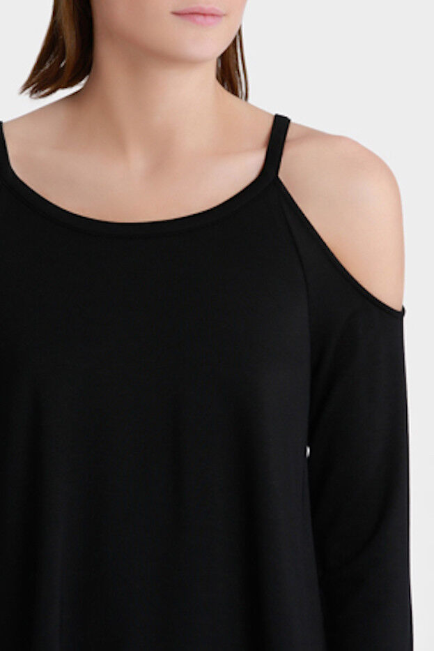 PIPER Top Black Cold Shoulder Long Sleeve Ladies Size M 10 12