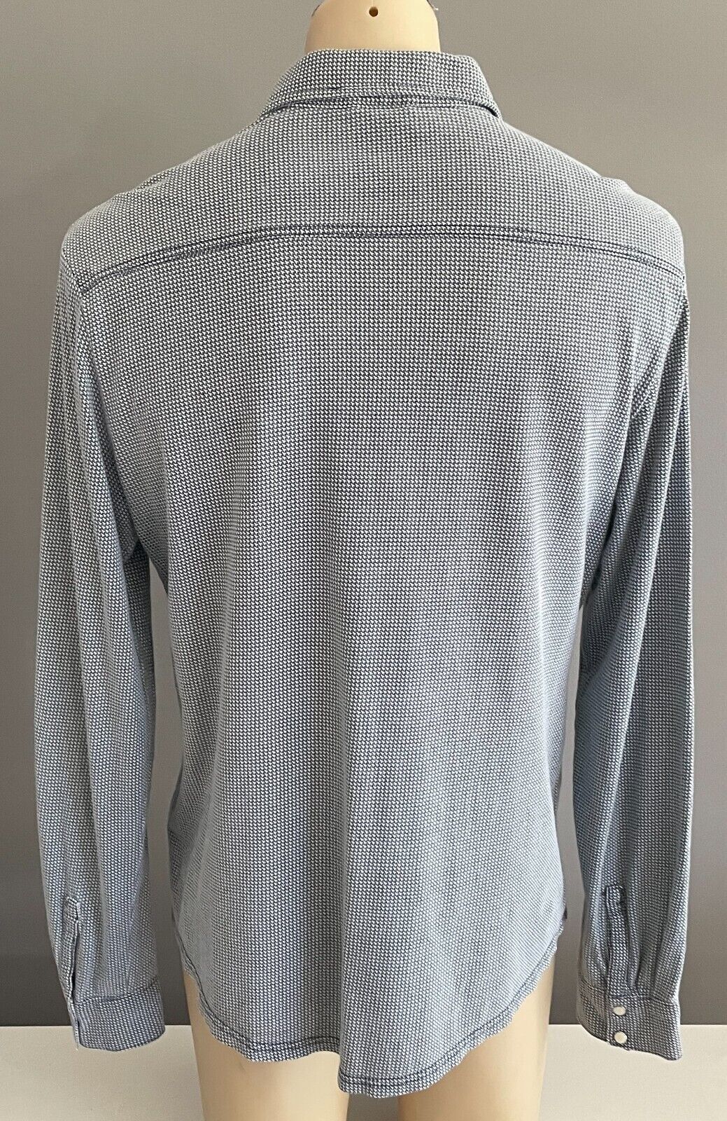 LEVI'S Shirt Navy & White Houndstooth Long Sleeve Button Up Mens Size L LEVIS