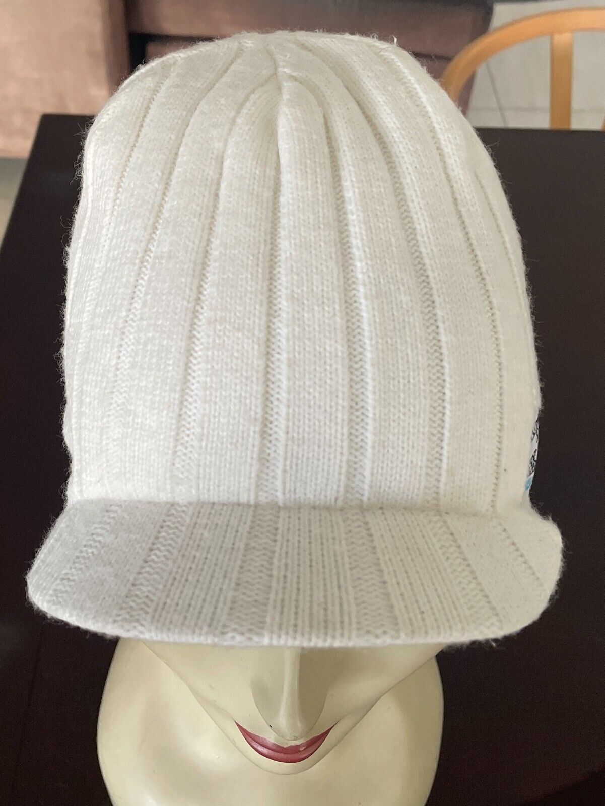 BILLABONG Beanie Peaked Off White Knit Acrylic Cap Hat One Size