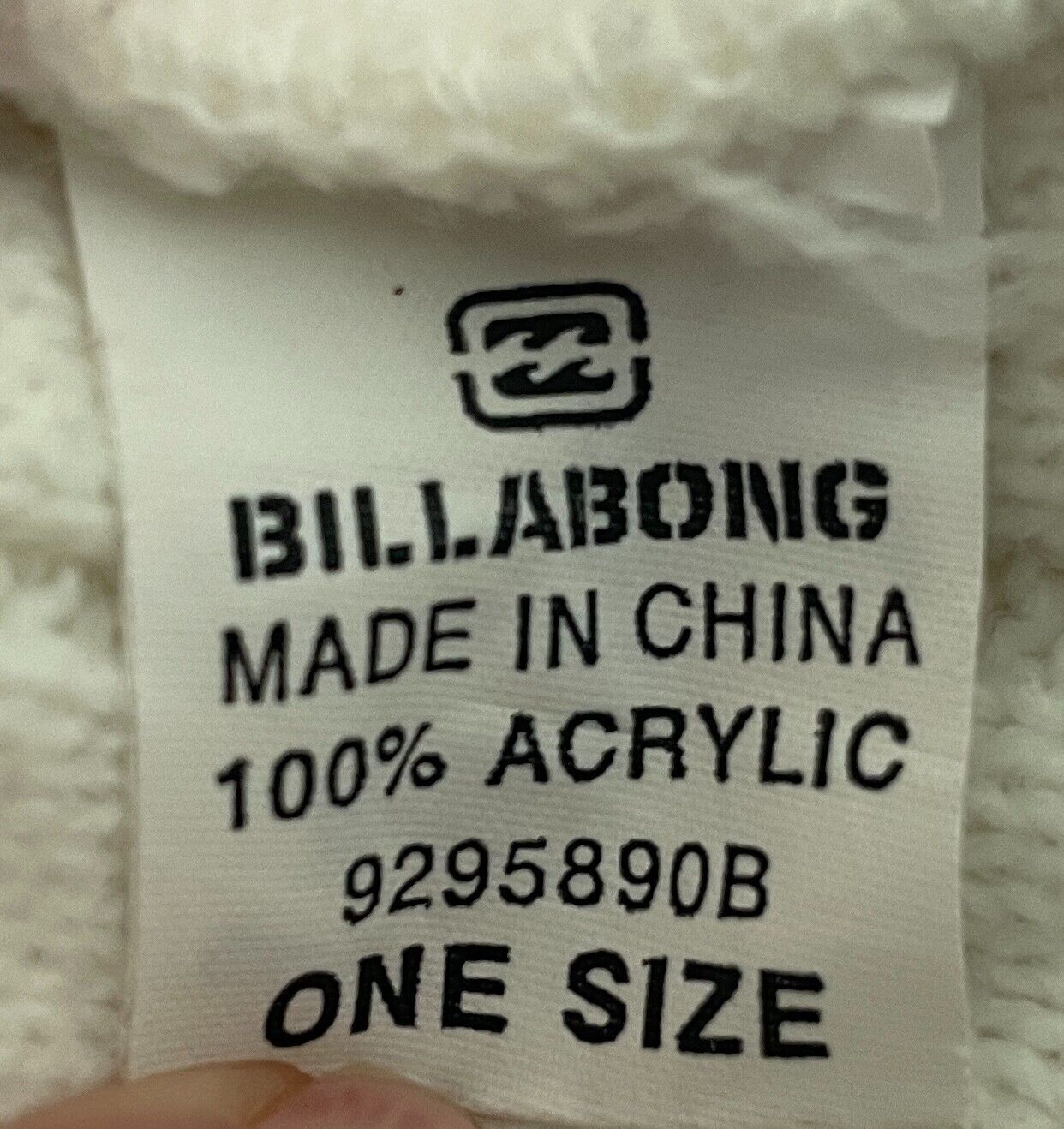 BILLABONG Beanie Peaked Off White Knit Acrylic Cap Hat One Size